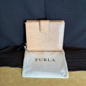 Furla Tan Croc-Embossed Wallet
